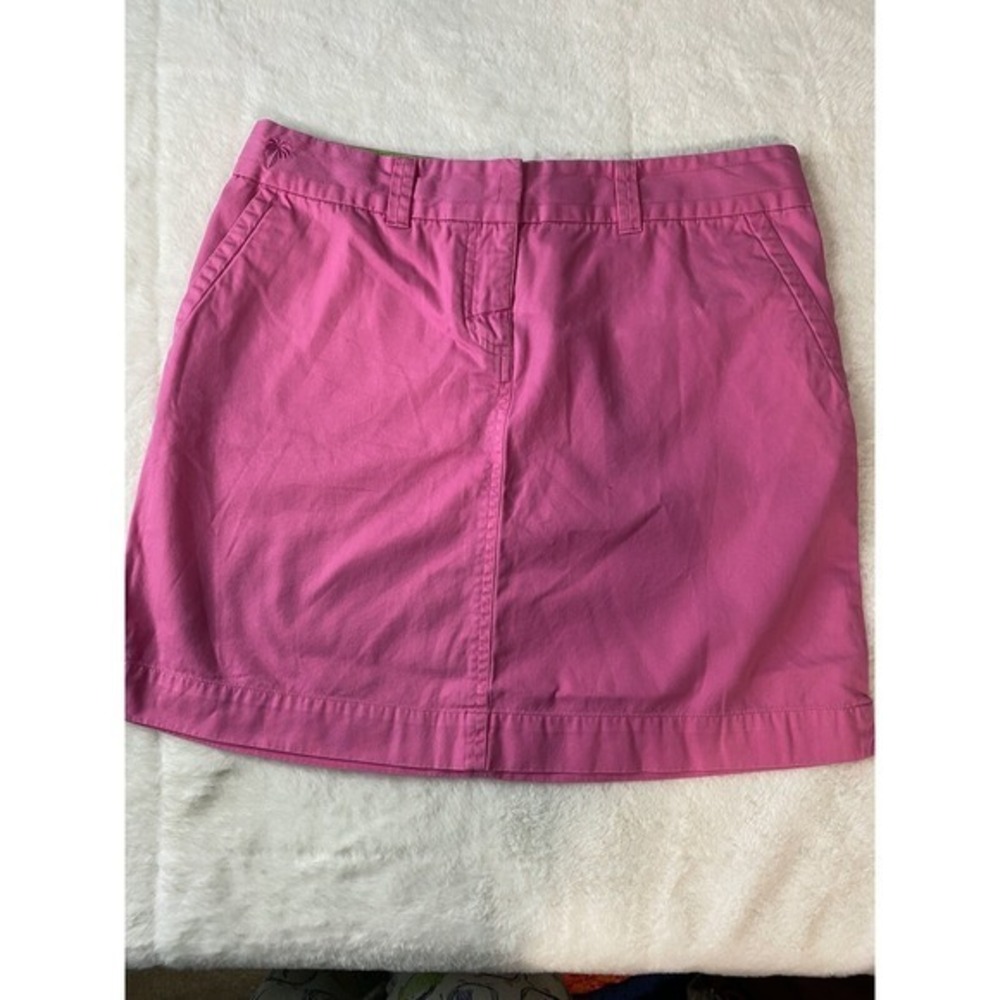 Lilly Pulitzer Solid Pink Mini Short Skirt Cotton Pockets Size 04